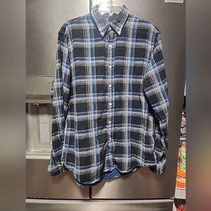 Ralph Lauren Men's Black Blue Plaid Shirt Lined Flannel Size Large Button Down